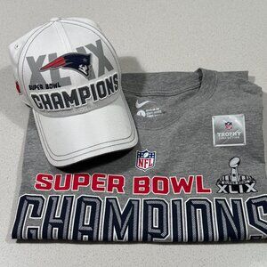 NFL NEW ENGLAND PATRIOTS SUPER BOWL XLIX (49) 2014 LONG SLEEVE TEE SHIRT & HAT